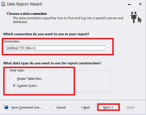 Configuring the report’s connection